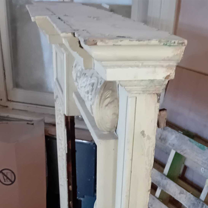 Heavily Stained Carrara Marble Mantel Image 1