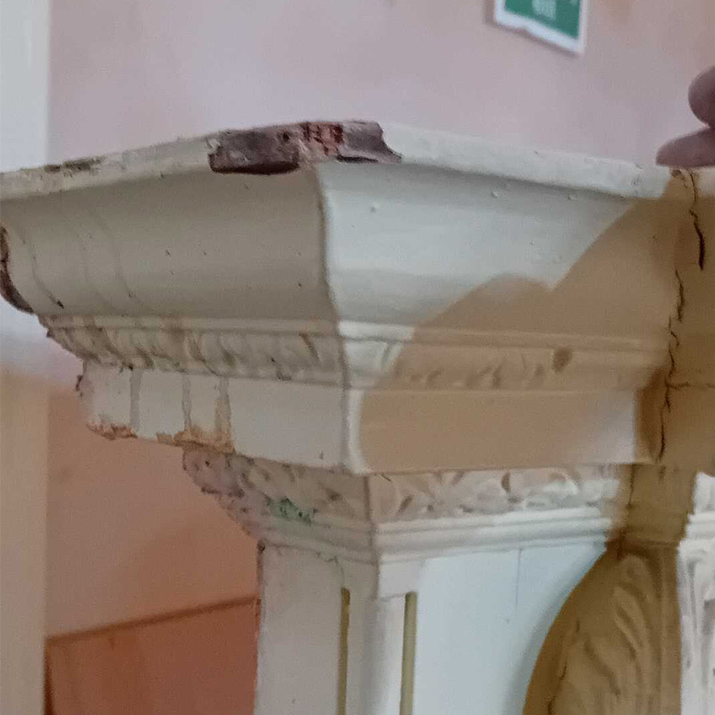 Heavily Stained Carrara Marble Mantel Image 2