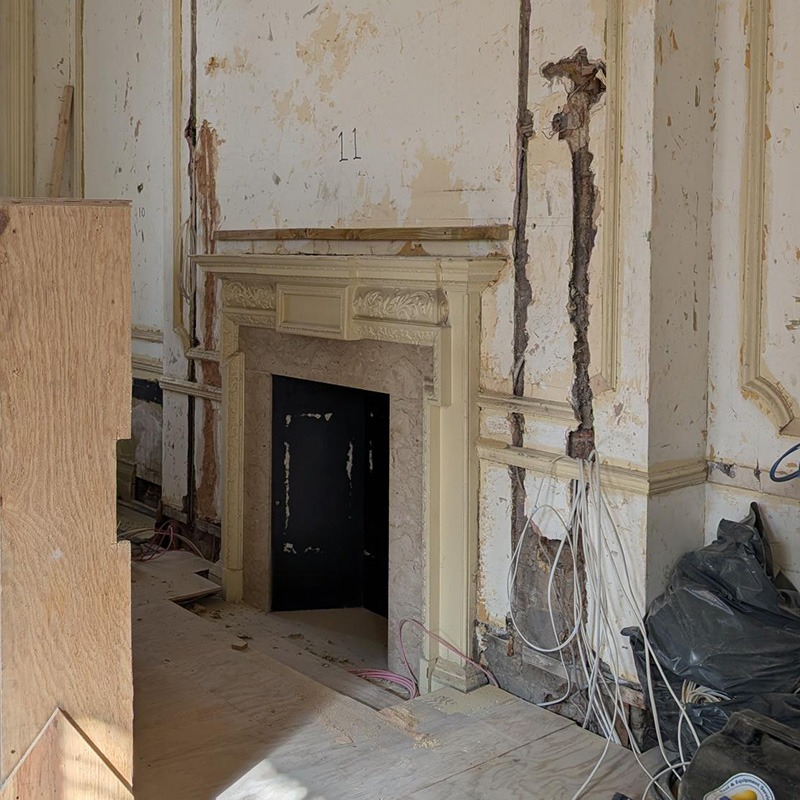 Heavily Stained Carrara Marble Mantel Image 3