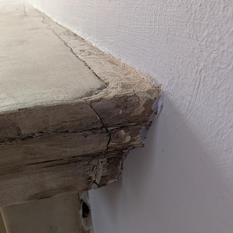 Heavily Stained Carrara Marble Mantel Image 1