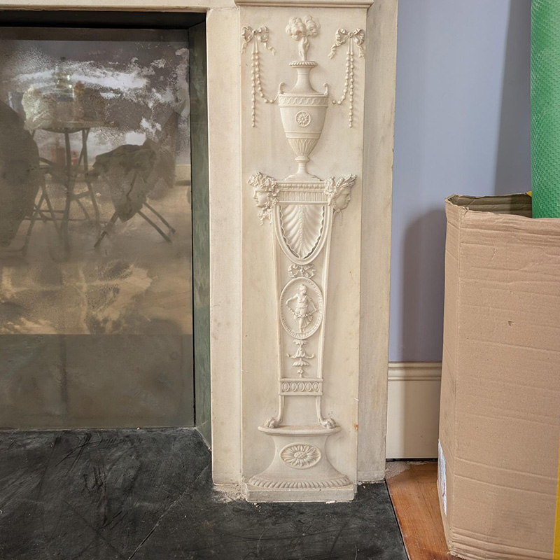 Heavily Stained Carrara Marble Mantel Image 2