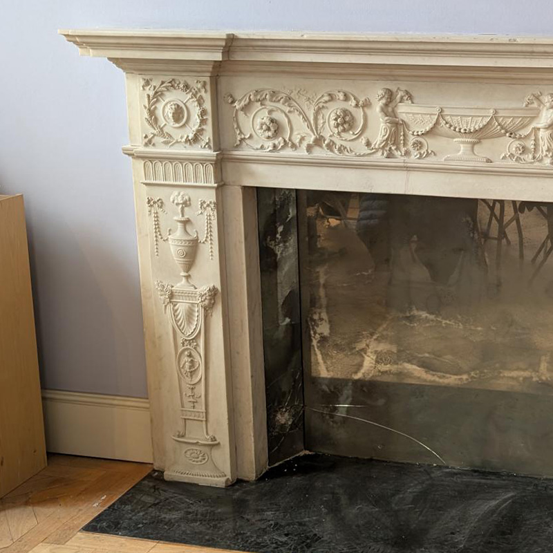 Heavily Stained Carrara Marble Mantel Image 3