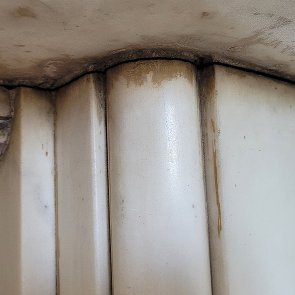 Heavily Stained Carrara Marble Mantel Image 1