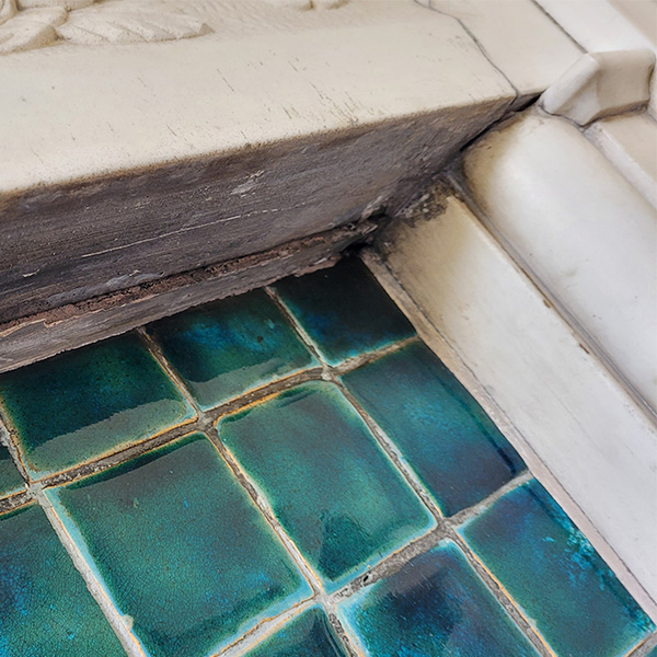 Heavily Stained Carrara Marble Mantel Image 3