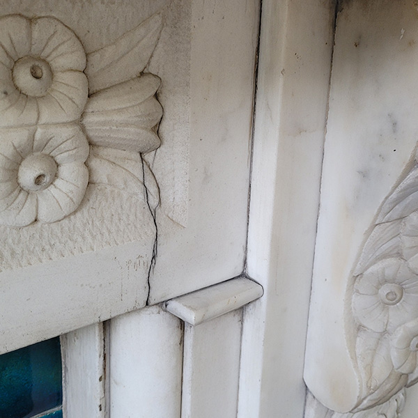 Heavily Stained Carrara Marble Mantel Image 2